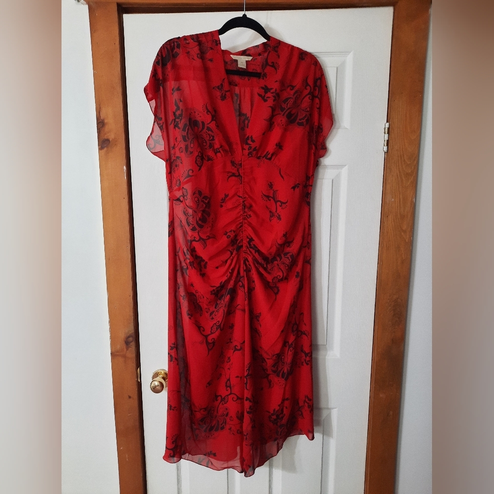 Vintage Y2K Sheer Red Print Dress